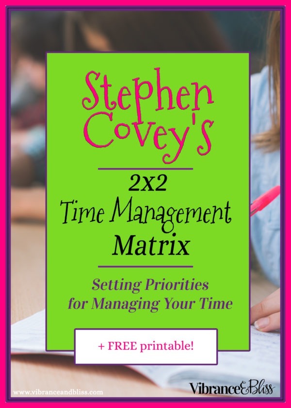 Stephen Covey’s 2x2 Time Management Matrix - Vibrance & Bliss